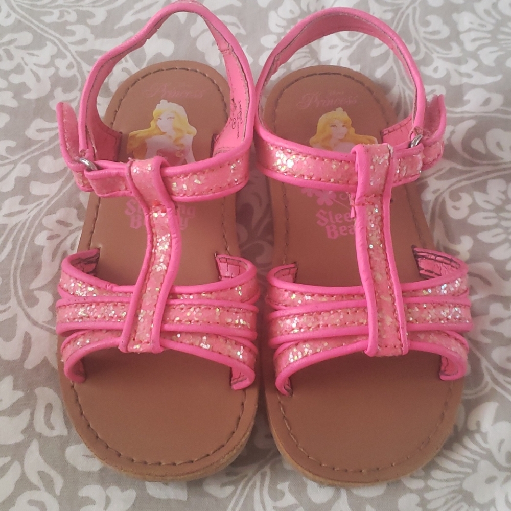 Disney Princess Sleeping Beauty Pink Glitter Sandals - Picture 1 of 7